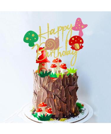 Arthsdite 1Pc Mushroom Cake Topper Mushroom Birthday Cake Decorations for Girls Boys Mushroom Snail Happy Birthday Decorations Theme Party Supplies - Buy Online on GoSupps.com