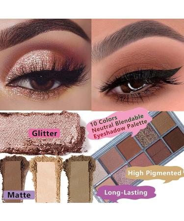 TWLBXMG Eyeshadow Palette - Matte Shimmer Glitter, High Pigment Waterproof Brown Neutral Nudes (11 Shades) - Buy Online on GoSupps.com