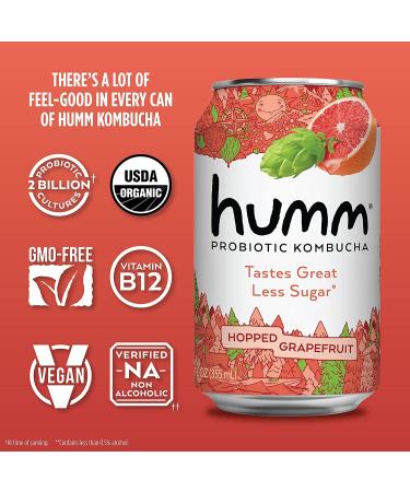 Humm Kombucha Hopical Paradise Variety Pack - 2 Billion Probiotics - Hopped Grapefruit, Coconut Lime, Pomegranate Lemonade - 12 Pack, 12 Fl Oz - Buy Online on GoSupps.com