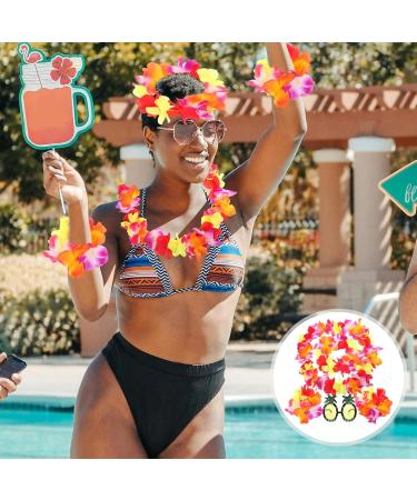 GALPADA 1 Set Pineapple Sunglasses and Hawaiian Leis Set Luau Flower Leis Necklace Headbands and Wristbands for Tropical Hawaiian Beach Party Decorations Birthday Party Favors - Buy Online on GoSupps.com