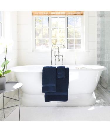 Supima Cotton 3 Piece Bath Towel Set - Hotel Quality Plush Towels - 730 GSM Navy Blue - Buy Online on GoSupps.com