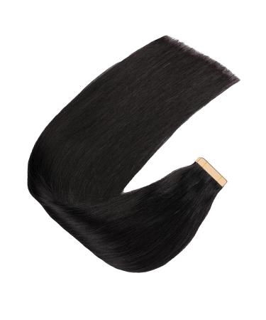 Hotlulana 18 Inch Natural Black Tape In Hair Extensions - 100% Real Hair 40g 20PCs Skin Weft Invisible #1B - Buy Online on GoSupps.com