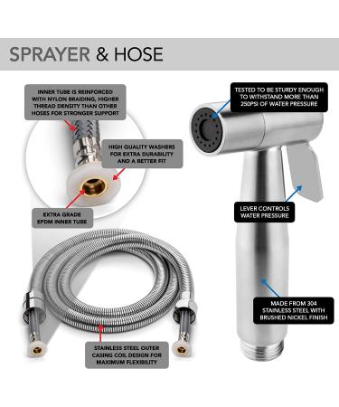 Easy Giggles Stainless Steel Cloth Diaper Sprayer Kit - Handheld Bidet Spray with Brushed Nickel Finish - Buy Online on GoSupps.com