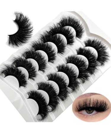 Mink Lashes Fluffy Long 3D Mink Lashes Wispy 20/25mm Big Dramatic Strip Lashes That Look Like Extensions Thick Cat Eye Lashes Pack False Eyelashes Natural Look Full Mink Lashes | 20mm