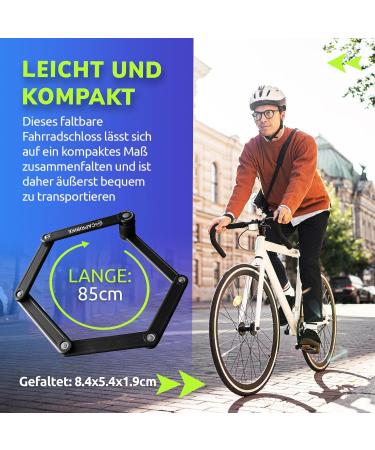 Capribike Compact Folding Bicycle Lock - Durable Secure Lock with Bracket & Accessories | 2x KB24 Keys Velcro Fasteners Included - Buy Online on GoSupps.com