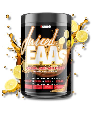 Juic3d EAA powder (iced tea lemon) 1 x 450 g. Extremely tasty instantly soluble & vegan. 8 essential amino acids in their purest form.