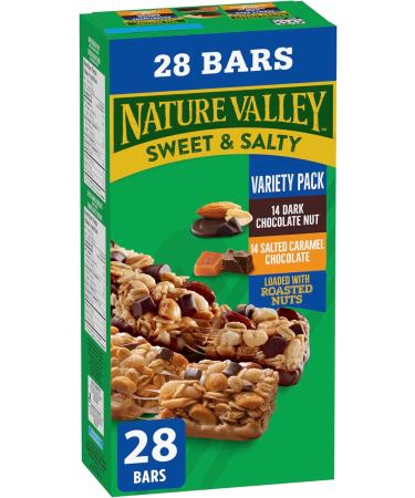 NATURE VALLEY - VALUE PACK SIZE - Fruit and Nut Almonds Raisins Peanuts Cranberries Granola Bars & VALUE PACK - Dark Chocolate Nut and Salted Caramel Chocolate Chewy Nut Sweet Pack of 28 Bars - Buy Online on GoSupps.com