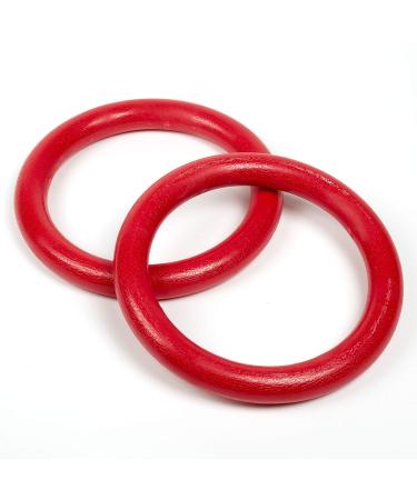 AP Plus Ninja Warrior Rings - Set of 2 Large Red, Traverse Gymnastics Climbing, with use on Obstacle Courses and Slack Lines, Outdoor Playground Equipment Accessories, Training