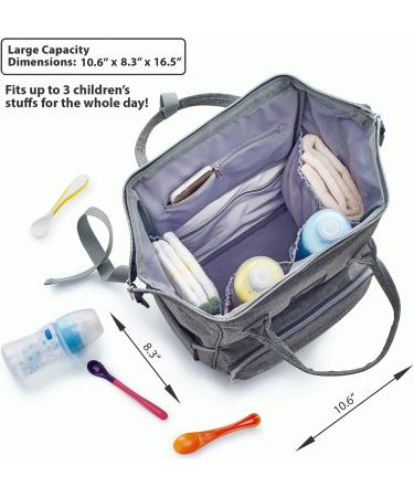 KiddyCare Diaper Bag Backpack with Adjustable Shoulder Straps - Spacious and Stylish Baby Diaper Bag for Boys and Girls in Grey - Buy Online on GoSupps.com