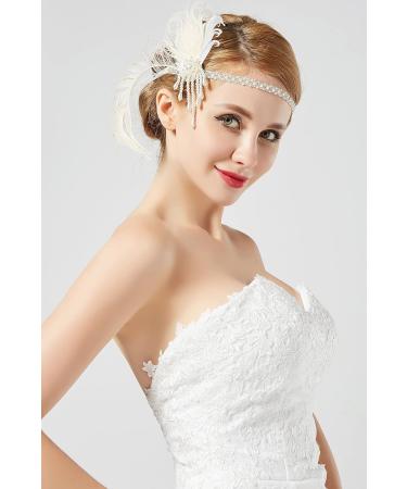 Babeyond 1920s Rhinestone & Pearl Headband - Flapper Charleston Hair Band for Great Gatsby & Carnival - Style 1 White - Buy Online on GoSupps.com