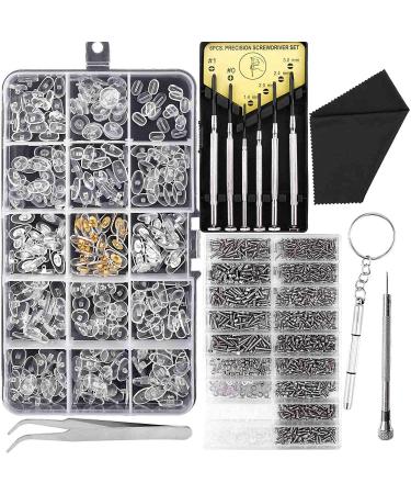 Scalewbin repair set for glasses and sunglasses glasses bend and nose pads with 6-part screwdrivers and 3-part tools for glasses