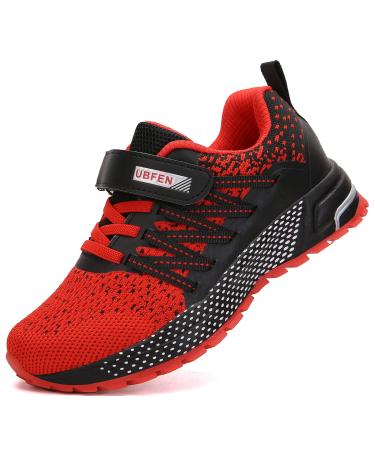 KUBUA Kids Sneakers for Boys Girls Running Tennis Shoes Lightweight Breathable Sport Athletic 1 Big Kid A Red