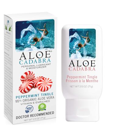 Aloe Cadabra Water Based Flavored Personal Lube, Organic Edible Peppermint Lube, 2.5 Ounce Peppermint 2.5 Ounce (Pack of 1)