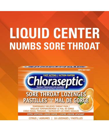 Chloraseptic Fast Acting Sore Throat Lozenges with Soothing Liquid Centre Citrus Flavour 18 Lozenges - Buy Online on GoSupps.com