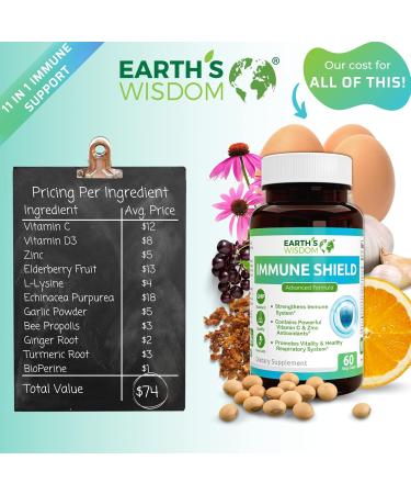 Vitamin D3 5000 IU Vitamin C 1000mg Zinc 50mg - Immune Support Supplement Adults with Elderberry Echinacea Garlic Lysine Turmeric Ginger Propolis Pepper Gluten Free 60 Non-GMO Capsules - Buy Online on GoSupps.com