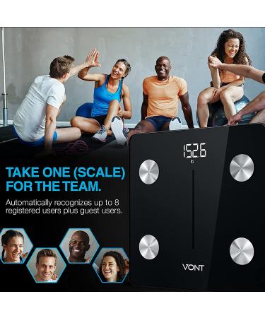 Vont Smart Scale - Wireless Body Fat & Weight BMI Digital Bathroom Scale - Bluetooth, LCD Display - 13 Measurements - 400 lbs Capacity (Black) - Buy Online on GoSupps.com