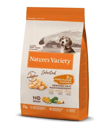 Nature's Variety Selected - Junior Dog Food for All Sizes - Grain Free - with Deboned Free-Range Chicken - 10kg