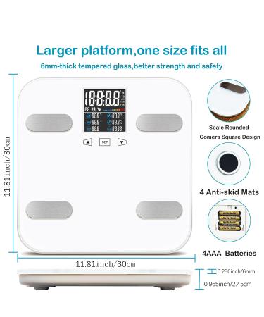 Rykyart Touch Screen Body Fat Scale | Bluetooth BMI Weight Scales with 18 Body Data | Digital Bathroom Scale Sync with Fitness App - Buy Online on GoSupps.com