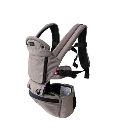 MiaMily Hip Seat Baby Carrier - 6 Carry Positions - Newborn to Toddler - Lumbar Support - Stone Grey