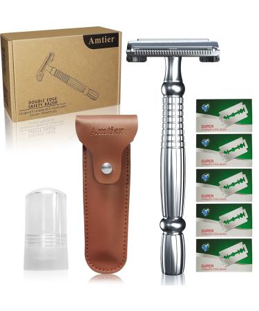 Introdious razor plane men set- including 5 Japan Klingen- Aftershave Blutstiller Alaunstein- Travel case for razor Sortily leather-rasier protective cover