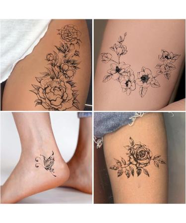 37 Sheets Black Flower & Butterfly Temporary Tattoos Waterproof Long-Lasting Body Art Stickers Fake Tattoos For Women Girls - Buy Online on GoSupps.com