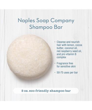 Naples Soap Company Solid Shampoo Bar - Paraben, Alcohol, Phthalate-Free - Handmade, pH Balanced, Eco-Friendly - Hydrating Haircare for All Hair Types - Long-Lasting, Fragrance-Free - Buy Online on GoSupps.com