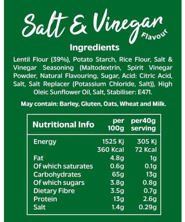 Lentil Crisps by Taylors Snacks | Sea Salt & Vinegar Lentil Waves | Vegan Snacks | Source of Protein | Air Popped Lentil Chips | Multipack 8 x 80g Bags - Buy Online on GoSupps.com