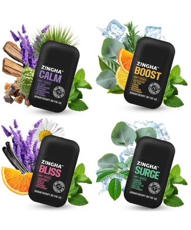 Double Holes Aromatherapy Stick Essential Oil Nasal Inhaler Intake Breathing Tension Relief & Focus Boost Minty Essence Oil Mix 4pk