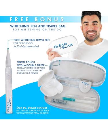 Gleam&Glam Teeth Whitening Kit with LED Light, 36% Carbamide Peroxide Gel, Trays, Case, Travel Pouch & Whitening Pen - Professional Tooth Whitener - Buy Online on GoSupps.com