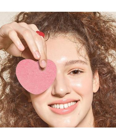 Facial Scrub Pads Heart Shape Compressed Sponges for Facial Cleansing - Cellulose Facial Sponges for Facial Washing Pore Cleaning Scrubber Bathing Household Pink - Buy Online on GoSupps.com