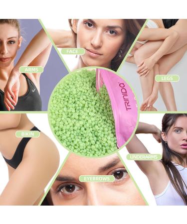 TRINIDa Aloe Vera Hard Wax Beads 500g + 10 Applicators - Gentle Hair Removal for Women and Men - Full Body & Facial Waxing - Painless Formula - Buy Online on GoSupps.com