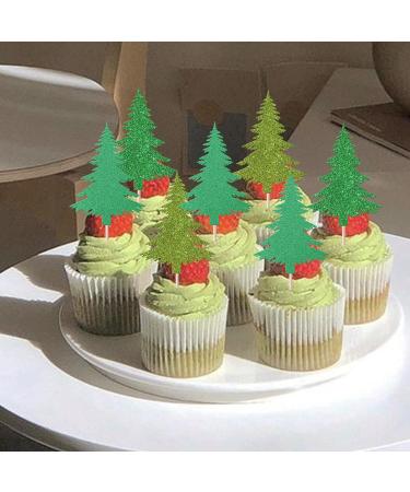 Rsstarxi 24 Pack Christmas Tree Cupcake Toppers Glitter Watercolor Assorted Xmas Green Christmas Cupcake Picks for Winter Holiday Baby Shower Birthday Christmas Party Cake Decorations Design 22 - Buy Online on GoSupps.com