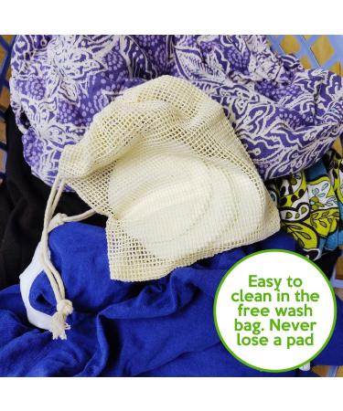 Reusable Make-Up Remover Pads - 16 Organic Cotton Towels | Eco-Friendly Vegan Washable Bamboo Fiber - Ideal for All Skin Types with Washing Bags - Buy Online on GoSupps.com