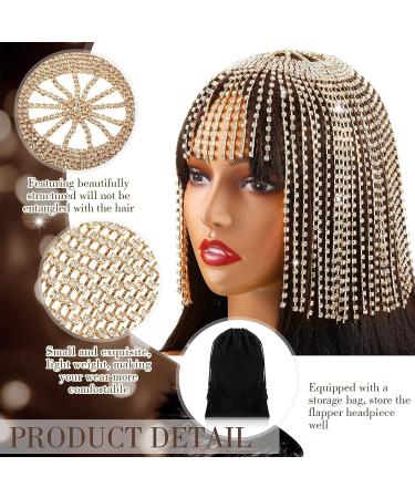 1920s Rhinestone Headpiece: Gold Flapper Cap for Women - Perfect for Belly Dance, Bridal, Party - Buy Online on GoSupps.com