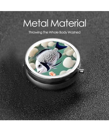 Buy White Tropical Fish Round Pill Box | 3 Compartment Portable Organizer | Travel-Friendly Pill Storage - Buy Online on GoSupps.com