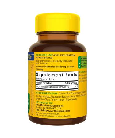 Magnesium Oxide 250mg Tablets - 100 Count for Nutritional Support | Buy Now - Buy Online on GoSupps.com