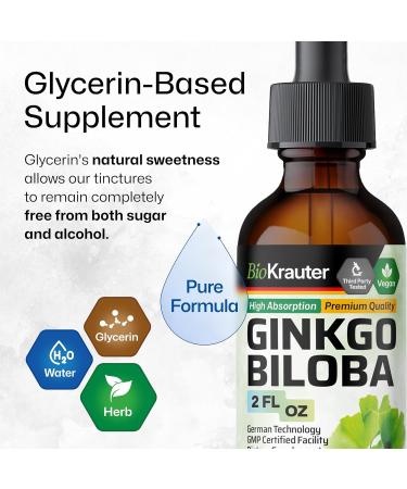 BIO KRAUTER Ginkgo Biloba for Brain Support - Pure Vegan Ginkgo Biloba Supplement 670 mg - Supports Calm Focus & Memory - Alcohol & Sugar Free 2 Fl.Oz 28-Day Supply Liquid Drops for Brain Health 2 Fl Oz (Pack of 1) - Buy Online on GoSupps.com