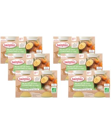 BABYBIO - Small Jars Coconut Milk Clementines from Corsica - ORGANIC - 8+ months - 2x130g - Pack of 6