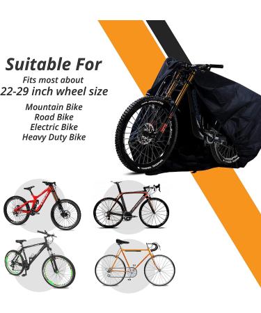 Rockoo Waterproof Bike Cover for 2 Bikes | Heavy Duty 190T Nylon, UV Protection, Dustproof | Lock Holes, Storage Bag | Ideal for Mountain & Road Bikes, Black - Buy Online on GoSupps.com