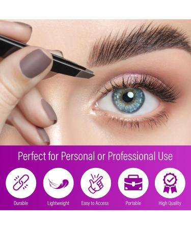 EAF Beauty Eyebrow Tweezer Set - Heavy Duty Craft Grooming Hair Remover with Fine Point Sharp Tweezers, Brow Tweezers, and Travel Case (Black) - Buy Online on GoSupps.com