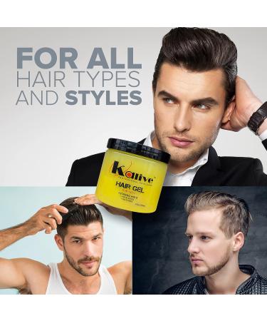 KALIVE Men's Hair Styling Gel 16 oz - Strong-Hold & Light Shine, Fresh Scent - No Flaking or Alcohol - Buy Online on GoSupps.com