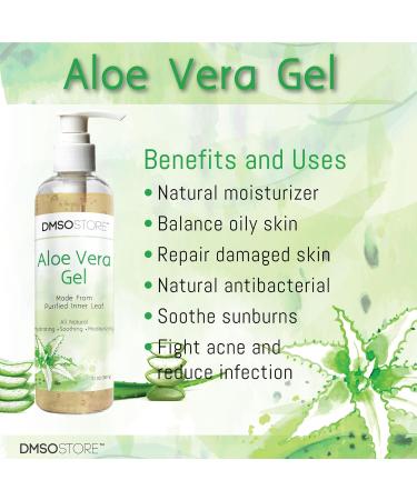 DMSOSTORE Aloe Vera Gel 8 oz (227g) Alcohol-Free Made From Purified Aloe Vera Inner Leaf Soothing Skin Moisturizing Hydrating - Buy Online on GoSupps.com