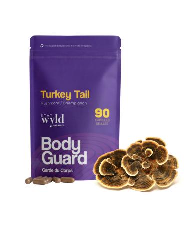 Stay Wyld Organics - Turkey Tail Mushroom Supplement 100% Canadian Organic Mushrooms Capsules Supplements for Healthy Gut & Immune Support - 90 Capsules Pouch