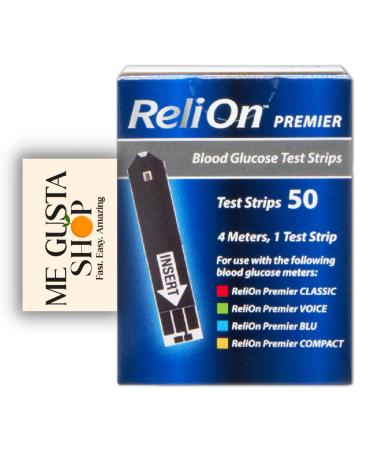 ReliOn Premier Blood Glucose Test Strips 50 Count + Me Gustas Stickers