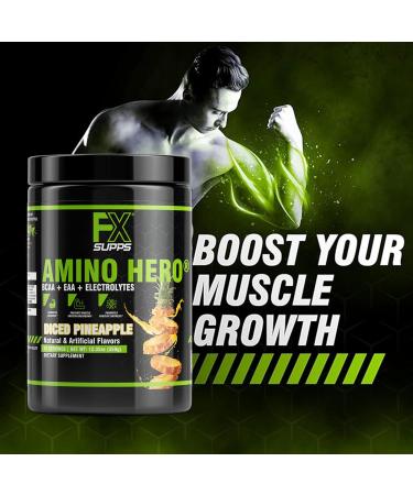 Amino Hero Diced Pineapple Flavor | 25 Servings Post-Workout Recovery Drink | Energy Powder Mix with BCAA EAA & Electrolytes | Endurance & Muscle Support | Buy 2 Packs Online - Buy Online on GoSupps.com