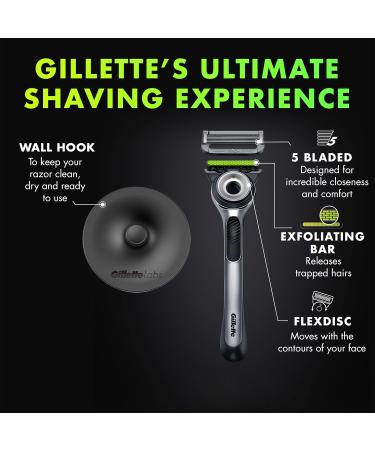 Buy Gillette Labs Exfoliating Bar Razor Set | Men's Razor with 2 Blade Refills & Shower Hook - Silver & Black - Buy Online on GoSupps.com