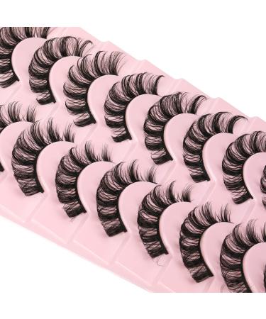 Eyelashes Russian Strip Lashes D Curl Wispy Lashes Natural Look Short 12MM Eye Lashes False Lashes Pack 10 Pairs by ALICE A-RUSSIAN