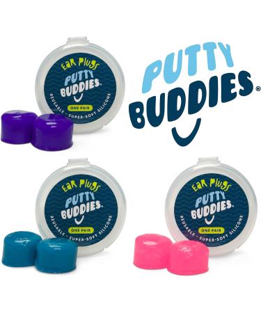 PUTTY BUDDIES Ear Plugs 10-Pair Pack - Soft Silicone for Swimming & Bathing - Doctor Recommended - Purple/Teal/Magenta - Buy Online on GoSupps.com