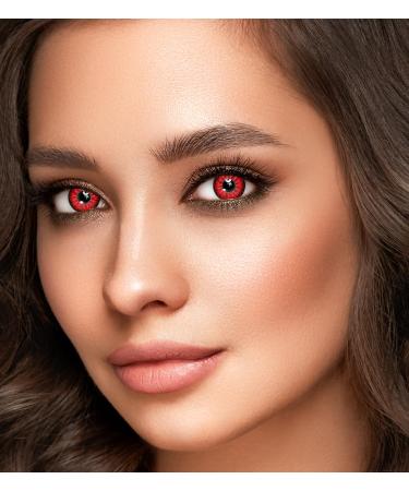 Colen's contact lenses Colored annual lenses Rubin red - Super opacity for astonishing look without strength - impressive effects |Halloween and Cosplay |Choose color now 2 pieces