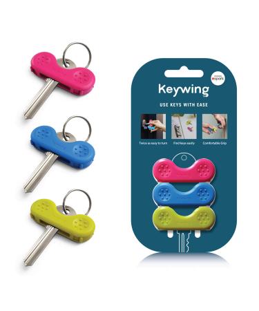 Keywing Key Turner Aid v2 Triple Pack. Makes Keys so Much Easier. Perfect for Rheumatoid Arthritis, MS or Parkinsons Gift, Elderly with weak Hands, Key Finder and Holder.